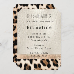 Glam Champagne Cream Leopard Invitation