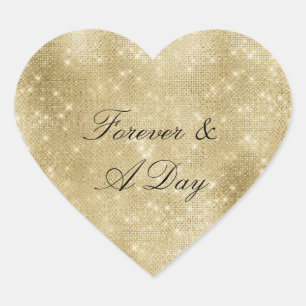 Glam Champagne Gold Glitzy Diamonds Heart Sticker