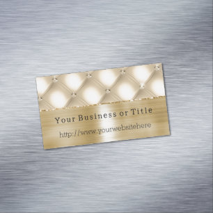 Glam Champagne Gold Glitzy Diamonds Magnetic Business Card