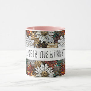 Glam Champagne Gold Red White Flowers Mug