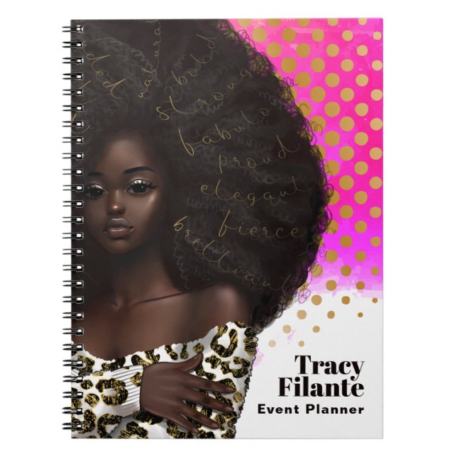 Glam Chic Afro Boss Notebook (Front)