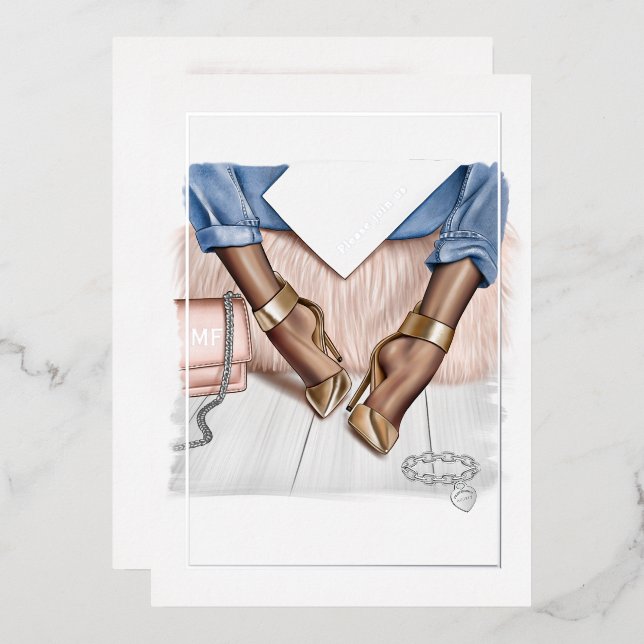 Glam Chic Fashion Show Foil Invitation (Front/Back)