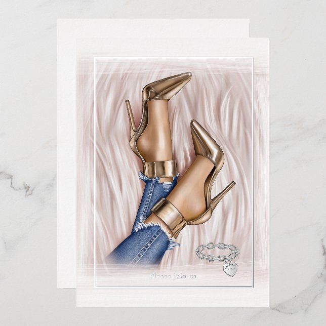 Glam Chic Fashion Show Foil Invitation (Front/Back)