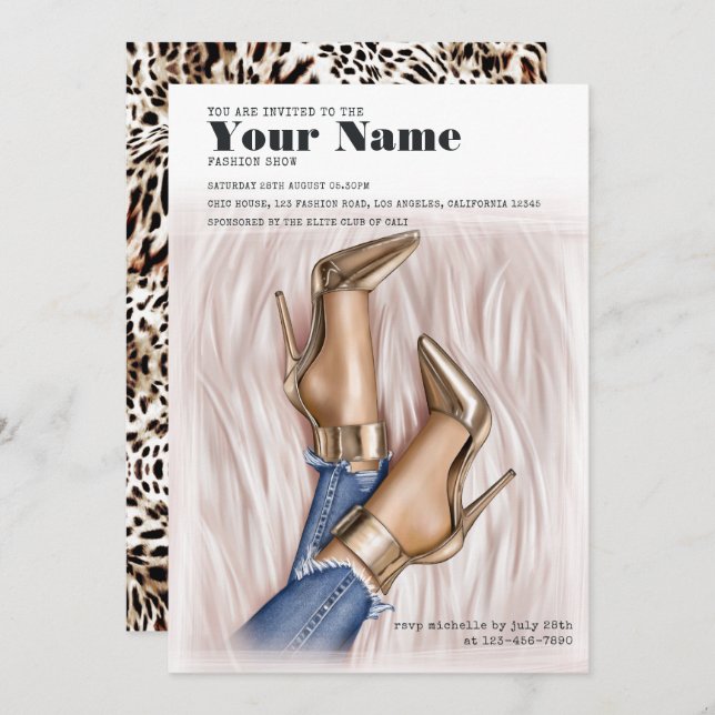 Glam Chic Fashion Show Invitation (Front/Back)