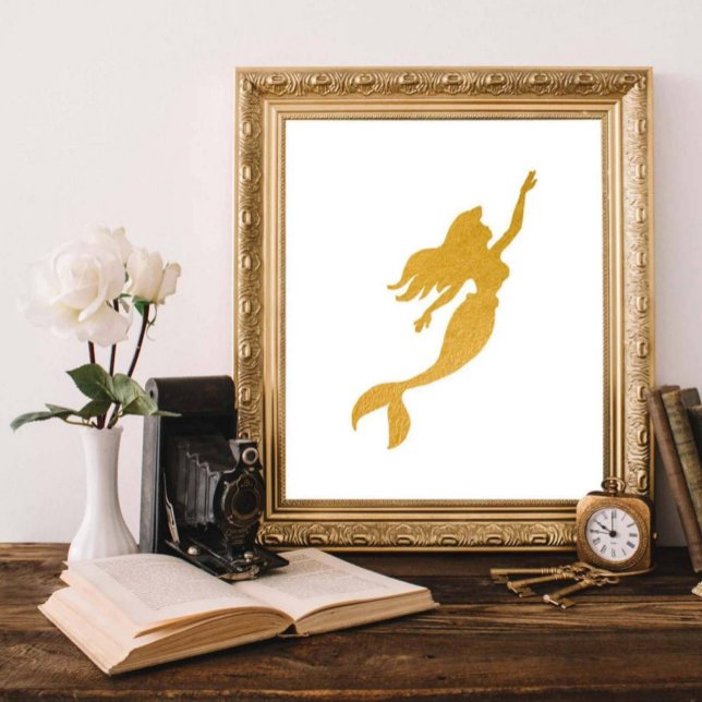 Glam Chic Faux Gold Foil Little Mermaid Princess  Poster (Creator Uploaded)