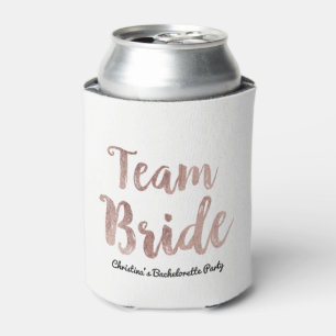 Glam Chic Gold White Team Bride Bachelorette Part Can Cooler