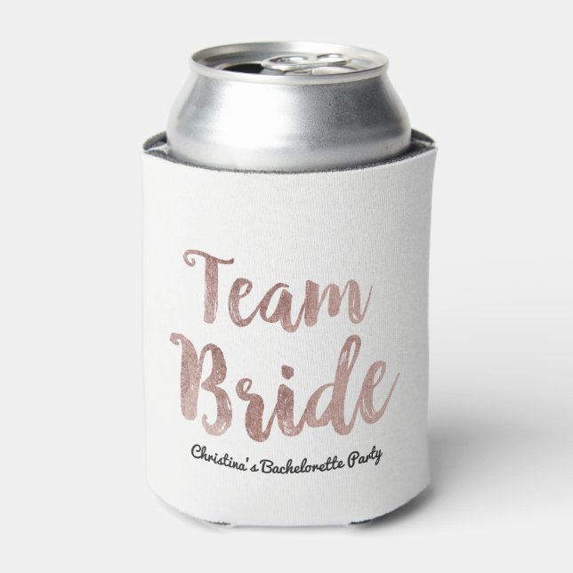 Glam Chic Gold White Team Bride Bachelorette Part Can Cooler (Can Front)