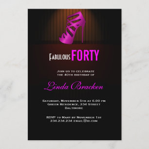 Glam Chic Pink High Heel Fabulous Forty Invite