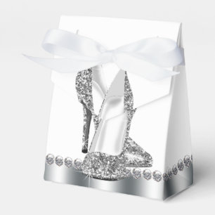 Glam Chic Silver Glitter High Heel Shoe Favour Box