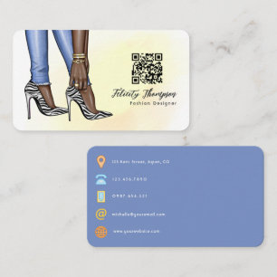 Glam Chic Zebra Fashion QR Code Business Card