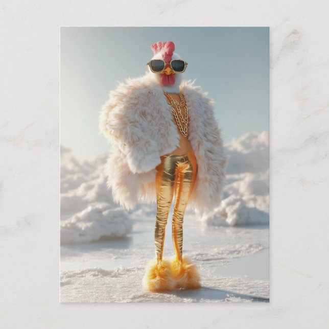 Glam Chicken on Ice Postcard (Front)