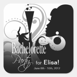 Glam Cocktail Lady Sticker black white LARGE