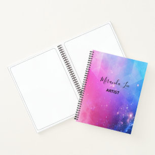 Glam colourful space geometric notebook