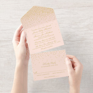 Glam Confetti Wedding Real Foil Pressed All In One Invitation
