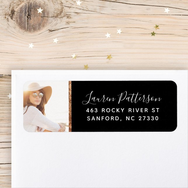 Glam Custom Photo Graduation Return Address Label (Creator Uploaded)