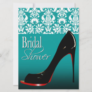 Glam Damask Stiletto Bridal Shower Invitation