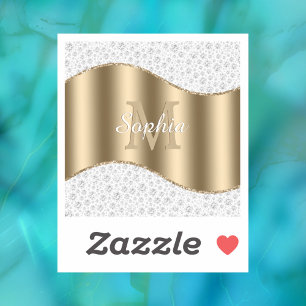 Glam Diamonds, Gold Monogram, Script Name