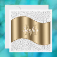 Glam Diamonds, Gold Monogram, Script Name