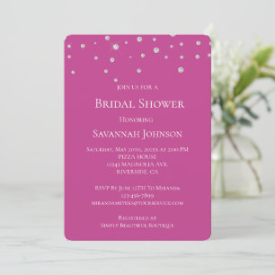Glam Diamonds Jewel Pink Bridal Shower Invitation