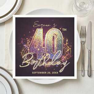 Glam Disco Ball Musical 40th Birthday Party Napkin