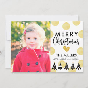 Glam Dots & Christmas Trees Holiday Photo Card
