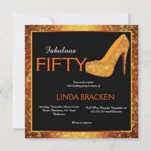 Glam Elegant High Heels 50th Birthday Party Invite