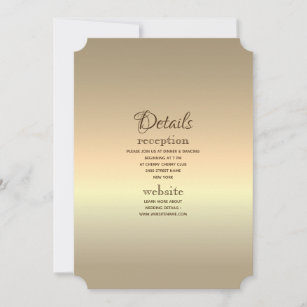 Glam Elegant Minimalist Gold Wedding Details Card