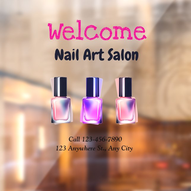 Glam Entry Nail Salon Window Cling – Personalised (Sheet 2)