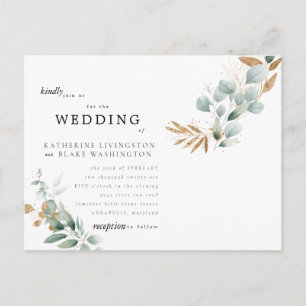 Glam Eucalyptus Budget II Postcard Wedding
