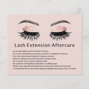 Glam Eyelash Extensions Makeup Artist Aftercare Flyer
