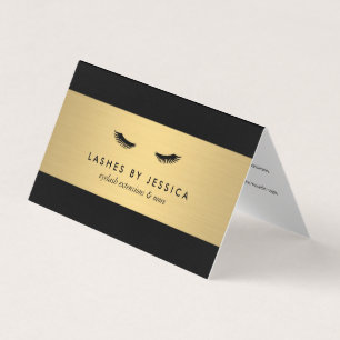 Glam Eyelashes Black and Gold Aftercare Business Card