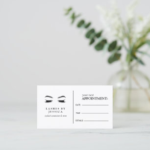 Glam Eyelashes Black and White Appointment Card