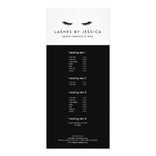 Glam Eyelashes Black and White Rack Card
