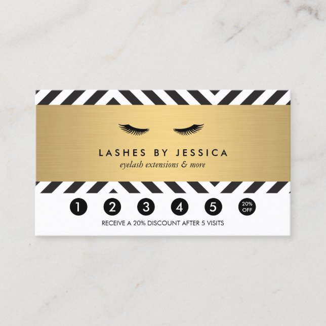 Glam Eyelashes Bold Pattern Loyalty Punch Card (Front)