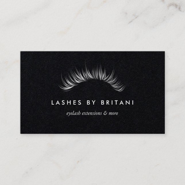 Glam Eyelashes white text Business Card (Front)