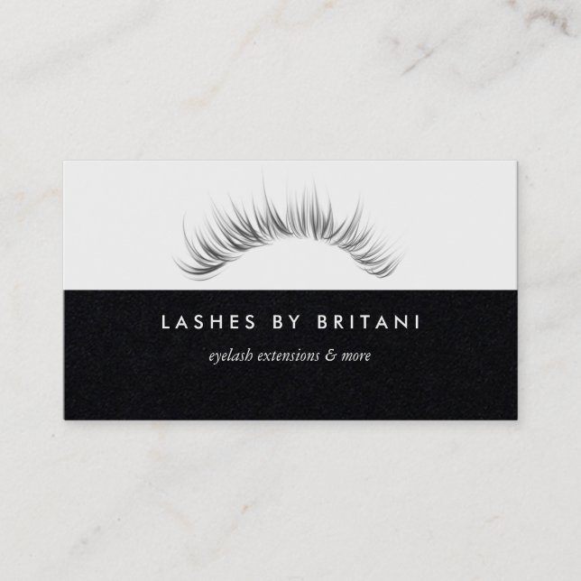Glam Eyelashes white text Business Card (Front)