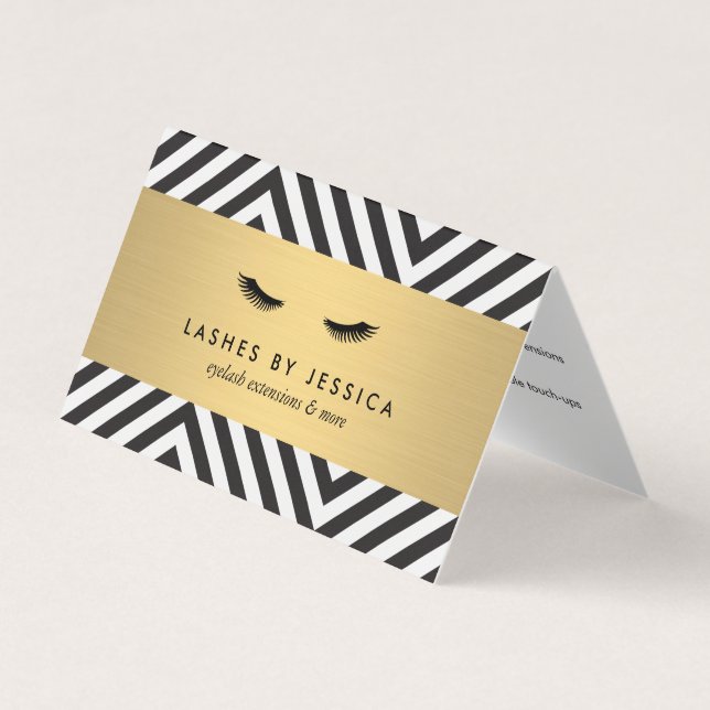 Glam Eyelashes with Bold Pattern Aftercare Folded Business Card (Front)