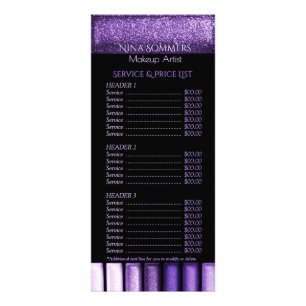 Glam Eyeshadow Price List Service Menu Rack Card