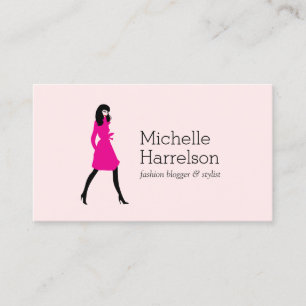 Glam Fashion Girl Style Blogger, Boutique Pink Business Card