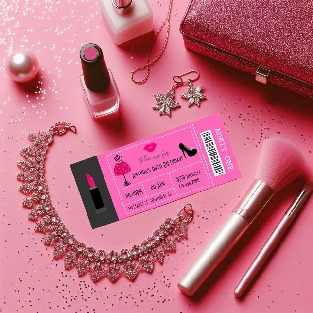 Glam Fashion Show Party Night Girl's Ticket Invitation (Glam Fashion Show Party Night Girl's Ticket Invitation)