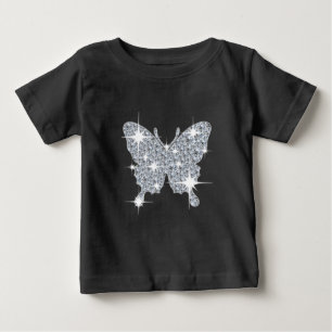Glam faux diamond sparkle butterfly on black baby T-Shirt