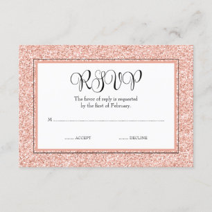 Glam Faux Glitter Rose Gold RSVP
