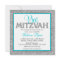 Glam Faux Glitter Silver Teal Blue Bat Mitzvah