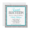 Glam Faux Glitter Silver Teal Blue Sweet 16