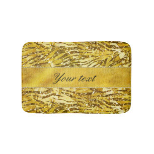 Glam Faux Gold Foil Zebra Pattern Bath Mat