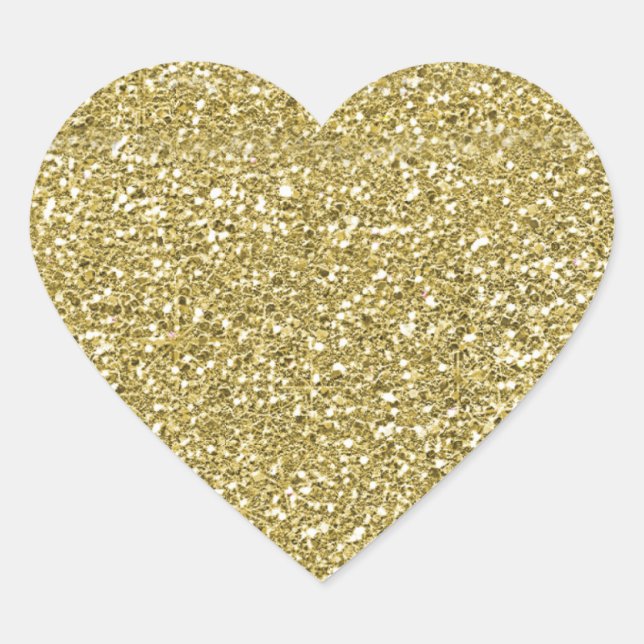 Glam Faux Gold Glitter Heart Sticker (Front)