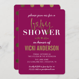 Glam Faux Gold Modern Baby Shower Invitations