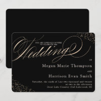 Glam Faux Gold Speckle Calligraphy Script Wedding