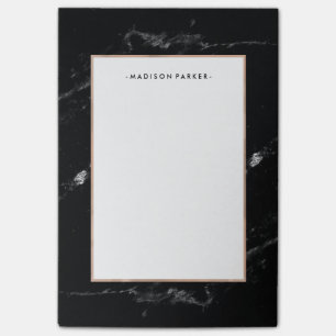 Glam Faux Rose Gold and Black Marble Look Post-it Notes