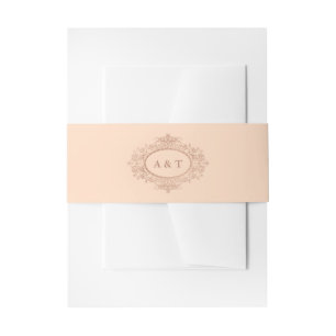 Glam Faux Rose Gold on Blush Pink Wedding Monogram Invitation Belly Band